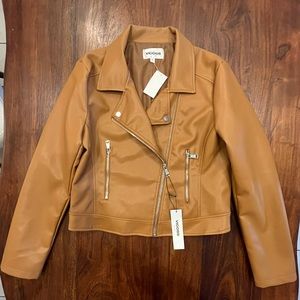 Faux Leather Camel Moto Jacket